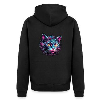 Cool Cat / Funny / Animal / Pet / Crazy - Unisex Premium Organic Zip Hoodie - black - Back - Nico (187cm)