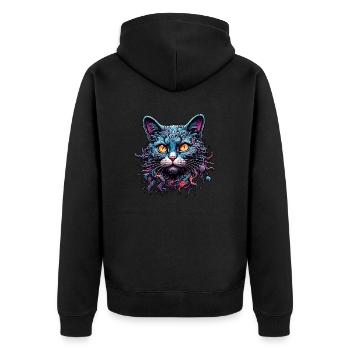 Cool Cat / Funny / Animal / Pet / Crazy - Unisex Premium Organic Zip Hoodie - black - Back - Nico (187cm)