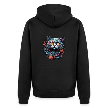 Cool Cat / Funny / Animal / Pet / Crazy - Unisex Premium Organic Zip Hoodie - black - Back - Nico (187cm)