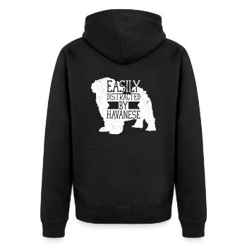 Facilement distrait par le bichon havanais Havaneser maman papa faire - Veste à capuche bio Premium Unisexe - noir - Dos - Nico (187cm)