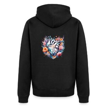Herz / Muttertag / Liebe / Feiertage / Love - Unisex Premium Bio Zip Hoodie - Schwarz - Hinten - Nico (187cm)