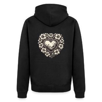 Herz / Muttertag / Liebe / Feiertage / Love - Unisex Premium Bio Zip Hoodie - Schwarz - Hinten - Nico (187cm)