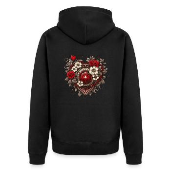 Coeur / Fête des Mères / Amour / Vacances / Amour - Veste à capuche bio Premium Unisexe - noir - Dos - Nico (187cm)