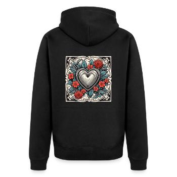 Heart / Mother's Day / Love / Holidays / Love - Unisex Premium Organic Zip Hoodie - black - Back - Nico (187cm)