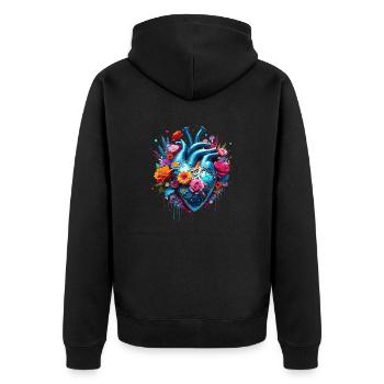 Coeur / Fête des Mères / Amour / Vacances / Amour - Veste à capuche bio Premium Unisexe - noir - Dos - Nico (187cm)