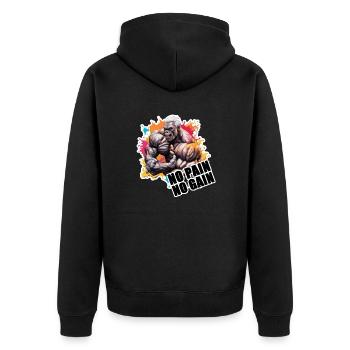 Bodybuilder / Sports / Fitness / Monkey / Muscles - Unisex Premium Organic Zip Hoodie - black - Back - Nico (187cm)