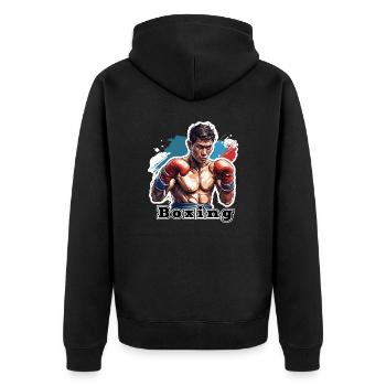 Boxer / Sports / Fight / Arena / Boxing Ring / Fists - Unisex Premium Organic Zip Hoodie - black - Back - Nico (187cm)