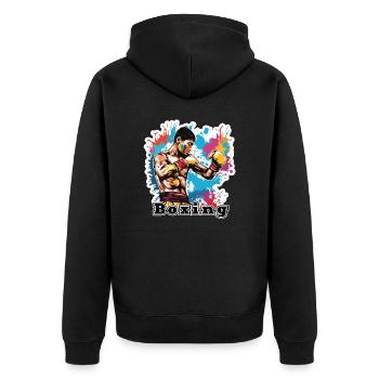 Boxeur / Sports / Combat / Arène / Ring de boxe / Poings - Veste à capuche bio Premium Unisexe - noir - Dos - Nico (187cm)