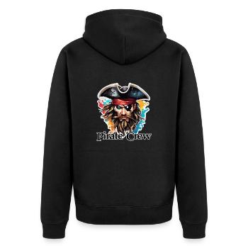 Pirat / Ahoi / Anker / Kapitän / Totenkopf / Rum - Unisex Premium Bio Zip Hoodie - Schwarz - Hinten - Nico (187cm)