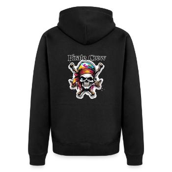 Pirat / Ahoi / Anker / Kapitän / Totenkopf / Rum - Unisex Premium Bio Zip Hoodie - Schwarz - Hinten - Nico (187cm)