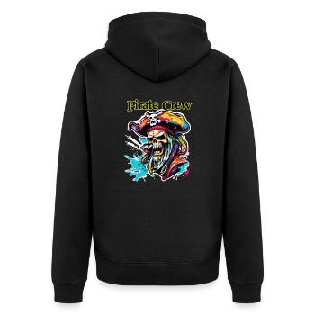 Pirat / Ahoi / Anker / Kapitän / Totenkopf / Rum - Unisex Premium Bio Zip Hoodie - Schwarz - Hinten - Nico (187cm)