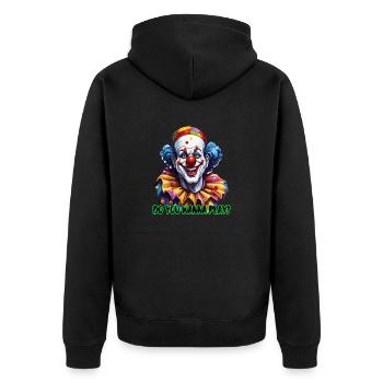 Clown / Zirkus / Fasching / Karneval / verspielt - Unisex Premium Bio Zip Hoodie - Schwarz - Hinten - Nico (187cm)