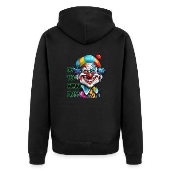 Clown / Zirkus / Fasching / Karneval / verspielt - Unisex Premium Bio Zip Hoodie - Schwarz - Hinten - Nico (187cm)