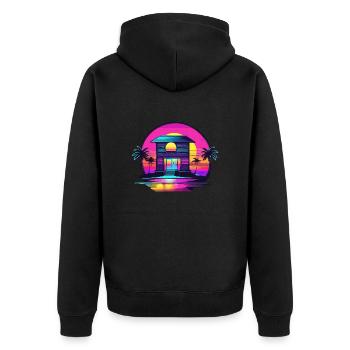 Lakeside House / Cabin / Lake / Mountains / Nature /Forest - Unisex Premium Organic Zip Hoodie - black - Back - Nico (187cm)