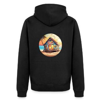Lakeside House / Cabin / Lake / Mountains / Nature /Forest - Unisex Premium Organic Zip Hoodie - black - Back - Nico (187cm)