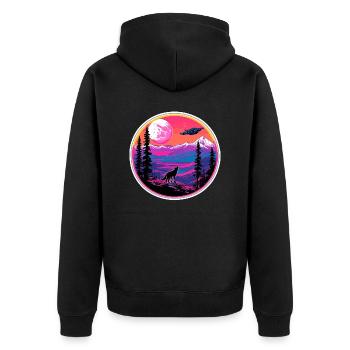Wolf / Pack / Forest / Wild / Wildlife / Howl - Unisex Premium Organic Zip Hoodie - black - Back - Nico (187cm)