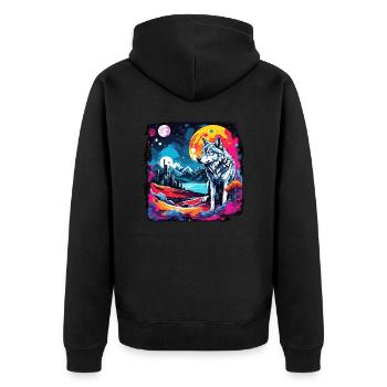 Wolf / Pack / Forest / Wild / Wildlife / Howl - Unisex Premium Organic Zip Hoodie - black - Back - Nico (187cm)