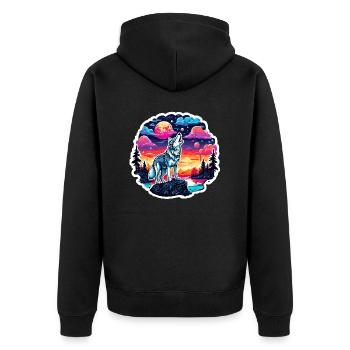 Wolf / Pack / Forest / Wild / Wildlife / Howl - Unisex Premium Organic Zip Hoodie - black - Back - Nico (187cm)