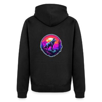 Wolf / Pack / Forest / Wild / Wildlife / Howl - Unisex Premium Organic Zip Hoodie - black - Back - Nico (187cm)