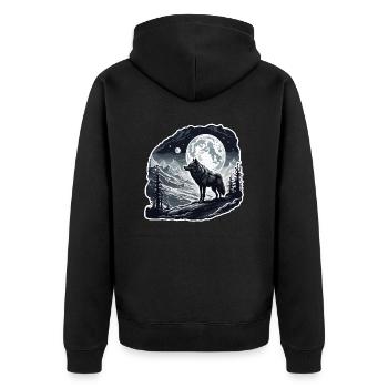 Wolf / Pack / Forest / Wild / Wildlife / Howl - Unisex Premium Organic Zip Hoodie - black - Back - Nico (187cm)