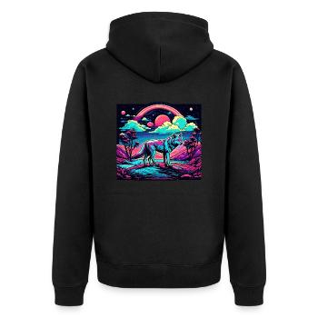 Wolf / Pack / Forest / Wild / Wildlife / Howl - Unisex Premium Organic Zip Hoodie - black - Back - Nico (187cm)