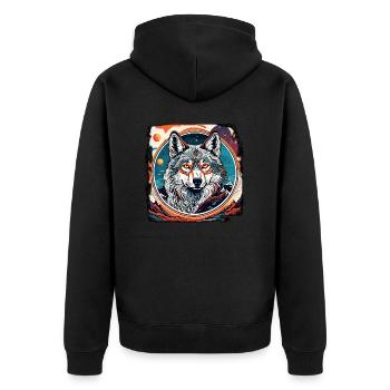 Wolf / Pack / Forest / Wild / Wildlife / Howl - Unisex Premium Organic Zip Hoodie - black - Back - Nico (187cm)