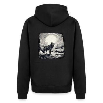 Wolf / Pack / Forest / Wild / Wildlife / Howl - Unisex Premium Organic Zip Hoodie - black - Back - Nico (187cm)