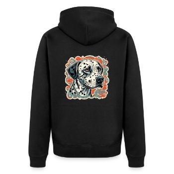Dalmatien / Chien / Animal / Animal de compagnie / Aboiement - Veste à capuche bio Premium Unisexe - noir - Dos - Nico (187cm)