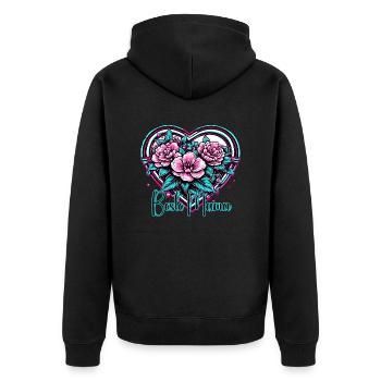 Coeur / Fête des Mères / Amour / Vacances / Amour - Veste à capuche bio Premium Unisexe - noir - Dos - Nico (187cm)
