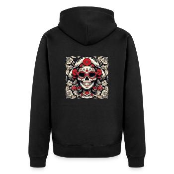 La Catrina / Dia de Muertos / Tatouage / Culture - Veste à capuche bio Premium Unisexe - noir - Dos - Nico (187cm)