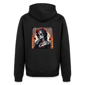 La Catrina/ Tattoo / Mexico / Skull / Skull - Unisex Premium Organic Zip Hoodie - black - Back - Nico (187cm)