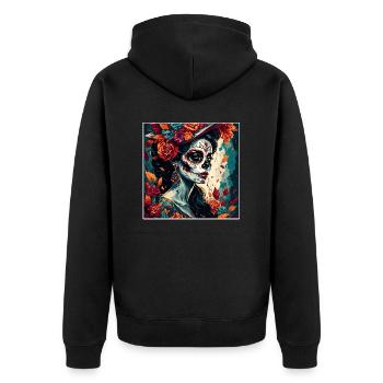 La Catrina/ Tattoo / Mexico / Skull / Skull - Unisex Premium Organic Zip Hoodie - black - Back - Nico (187cm)