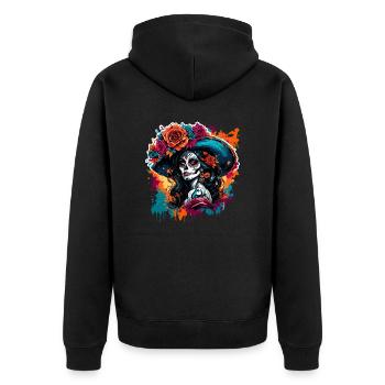 La Catrina/ Tattoo / Mexico / Skull / Skull - Unisex Premium Organic Zip Hoodie - black - Back - Nico (187cm)