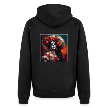 La Catrina/ Tattoo / Mexico / Skull / Skull - Unisex Premium Organic Zip Hoodie - black - Back - Nico (187cm)