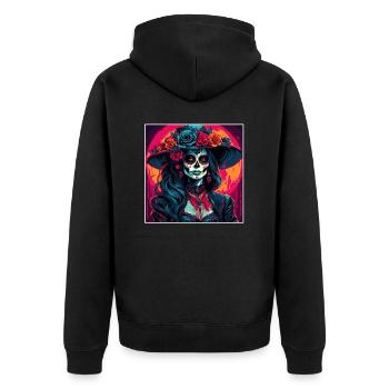 La Catrina/ Tattoo / Mexico / Skull / Skull - Unisex Premium Organic Zip Hoodie - black - Back - Nico (187cm)