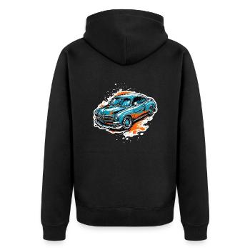 Auto / Fahrzeug / PKW / Mobil / Old Timer / fahren - Unisex Premium Bio Zip Hoodie - Schwarz - Hinten - Nico (187cm)