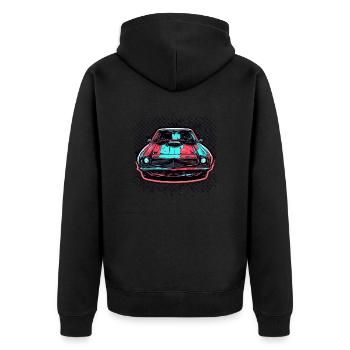 Auto / Fahrzeug / PKW / Mobil / Old Timer / fahren - Unisex Premium Bio Zip Hoodie - Schwarz - Hinten - Nico (187cm)