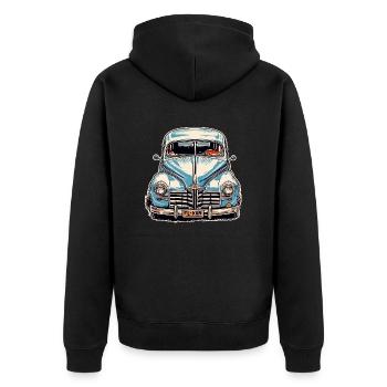 Auto / Fahrzeug / PKW / Mobil / Old Timer / fahren - Unisex Premium Bio Zip Hoodie - Schwarz - Hinten - Nico (187cm)