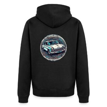 Auto / Fahrzeug / PKW / Mobil / Old Timer / fahren - Unisex Premium Bio Zip Hoodie - Schwarz - Hinten - Nico (187cm)