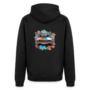 Auto / Fahrzeug / PKW / Mobil / Old Timer / fahren - Unisex Premium Bio Zip Hoodie - Schwarz - Hinten - Nico (187cm)