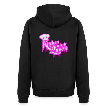 Logo Kitchen Queen lettrage Kitchen Queen femme - Veste à capuche bio Premium Unisexe - noir - Dos - Nico (187cm)