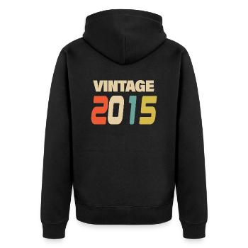 2015 Vintage Retro Classic 2015 - Unisex Premium Bio Zip Hoodie - Schwarz - Hinten - Nico (187cm)