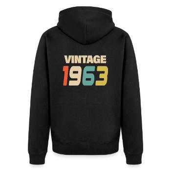 1963 Vintage Retro Classic 1963 - Unisex Premium Organic Zip Hoodie - black - Back - Nico (187cm)