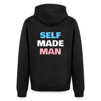Self made man - Unisex Premium Organic Zip Hoodie - black - Back - Nico (187cm)