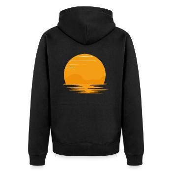 Retro Sunset Rays Wavy - Unisex Premium Organic Zip Hoodie - black - Back - Nico (187cm)