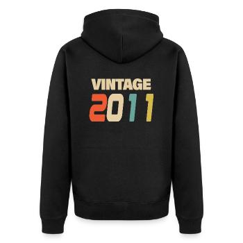 2011 Vintage Retro Classic 2011 - Unisex Premium Bio Zip Hoodie - Schwarz - Hinten - Nico (187cm)