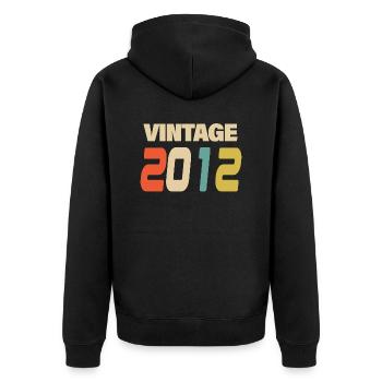 2012 Vintage Retro Classic 2012 - Unisex Premium Bio Zip Hoodie - Schwarz - Hinten - Nico (187cm)