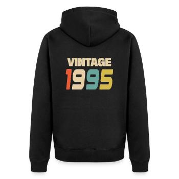 1995 Vintage Retro Classic 1995 - Unisex Premium Bio Zip Hoodie - Schwarz - Hinten - Nico (187cm)