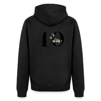 Nummer 40 Grüne Blumen - 40. Blumengeburtstag - Unisex Premium Bio Zip Hoodie - Schwarz - Hinten - Nico (187cm)