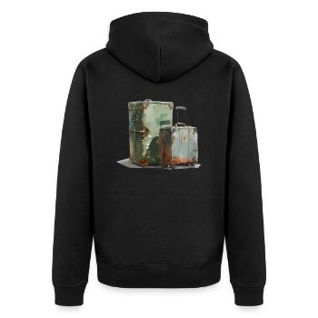 Les valises pleines à craquer sont des symboles de liberté - Veste à capuche bio Premium Unisexe - noir - Dos - Nico (187cm)